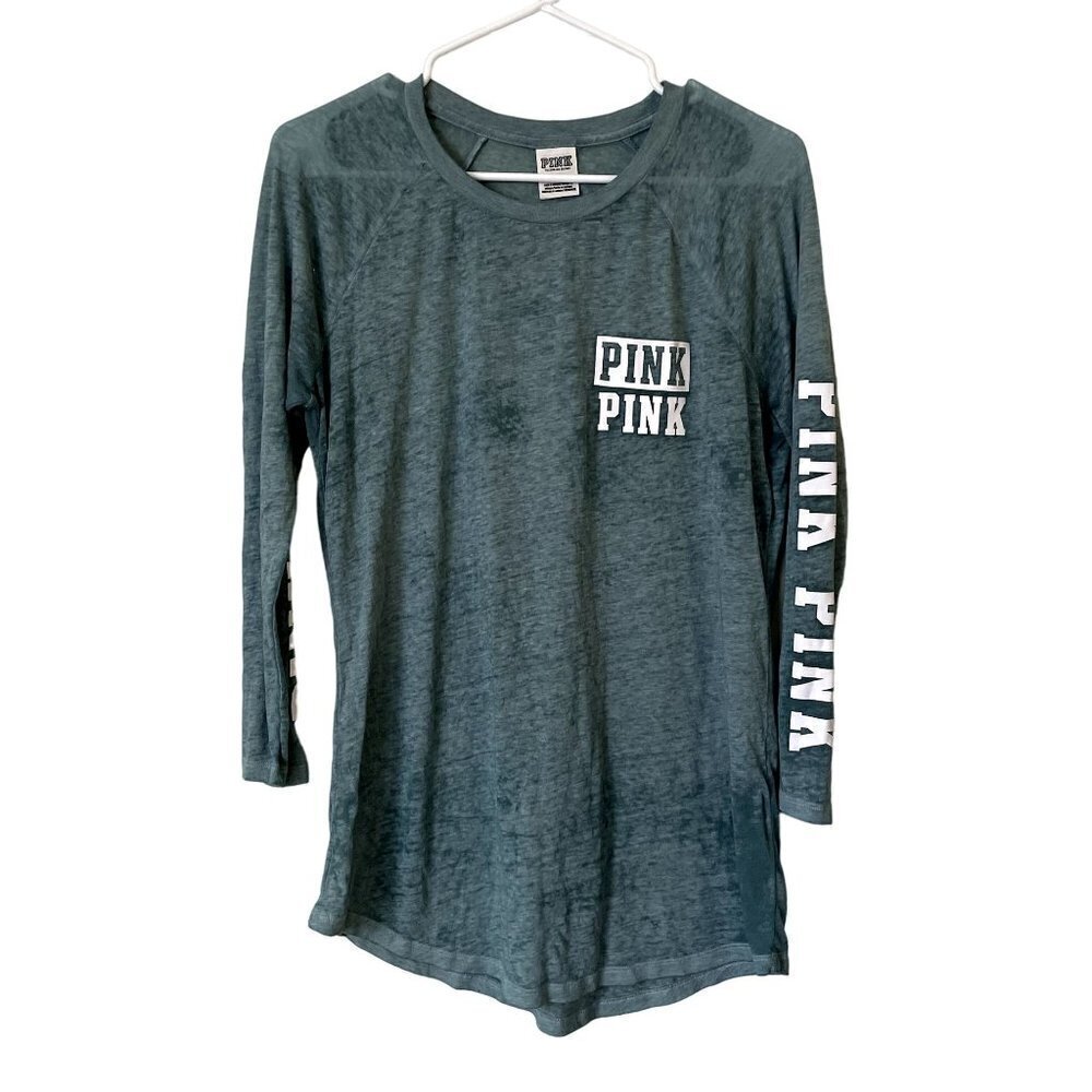 PINK Victoria's Secret green long sleeved crewneck top comfortable warm